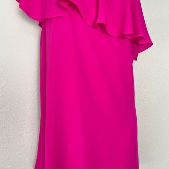 Amanda Uprichard pink fuchsia ruffle top one shoulder mini dress tunic S - Picture 5 of 14